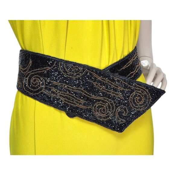 Vintage Art Deco Carla Marchi Hand Beaded Seed Bead Cocktail Party Holiday Belt main image 4